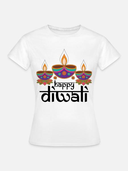 Drei bunte Diyas Festmuster - Frauen T-Shirt - Weiß