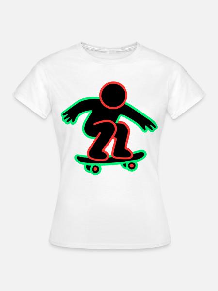 Neon Skateboarder Linienkunst - Frauen T-Shirt - Weiß
