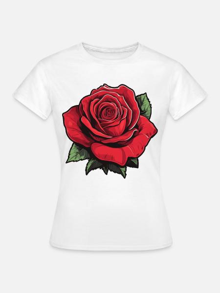 Rose in rot - Frauen T-Shirt - Weiß