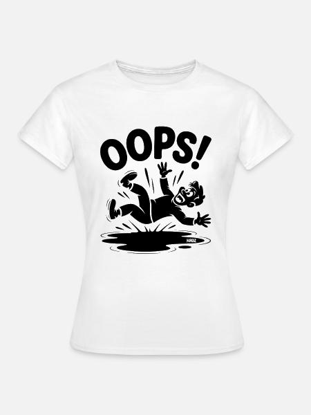 OOPS Sturz Cartoon Lustiger Fall - Frauen T-Shirt - Weiß
