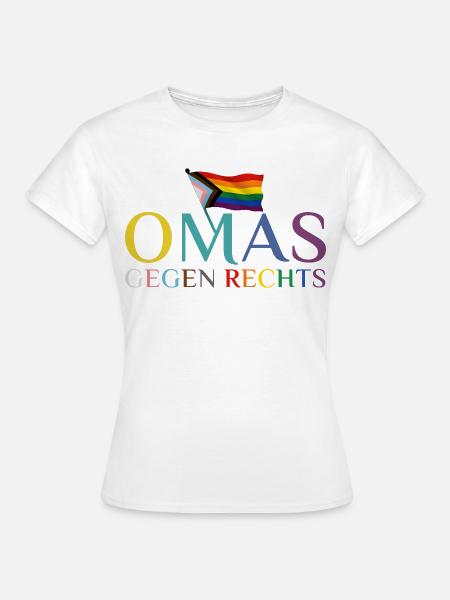 Omas gegen Rechts Regenbogen Flagge - Frauen T-Shirt - Weiß