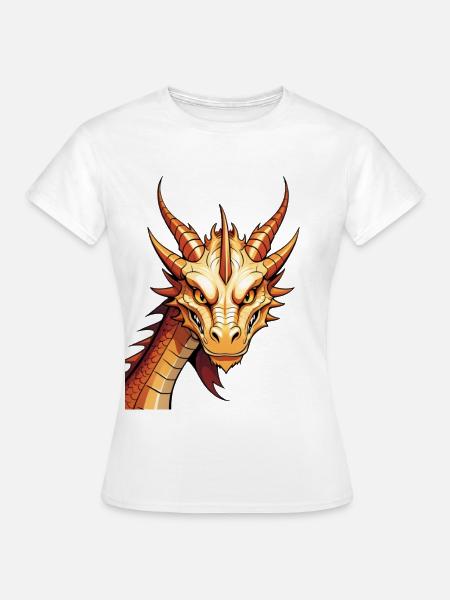 Goldener Drachenkopf Feuerkraft - Frauen T-Shirt - Weiß