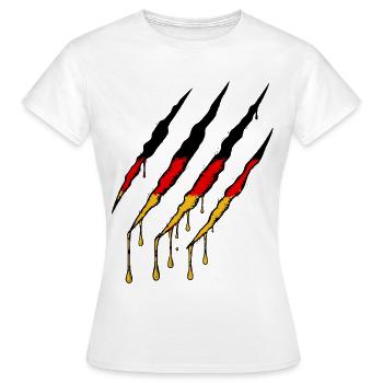 Patriotische Deutschland Kratzspur  - Frauen T-Shirt - Weiß - Vorne - AI Model Female 172 dark (172cm)
