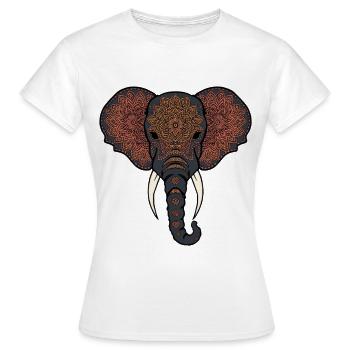Mandala Elefant Kopf - Frauen T-Shirt - Weiß - Vorne - AI Model Female 172 dark (172cm)