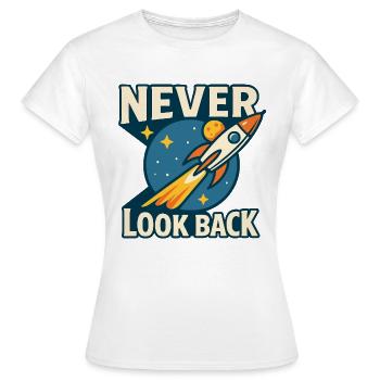 Ne regardez jamais en arrière Motif de fusée Espace rétro - T-shirt Femme - blanc - Devant - AI Model Female 172 dark (172cm)