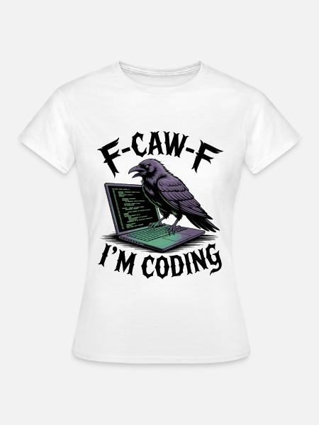 RabenCoder: Code Raven am Laptop - Frauen T-Shirt - Weiß
