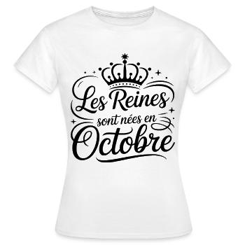 The Queens were born in October Anniversary - Women's T-Shirt - white - Front - AI Model Female 172 dark (172cm)