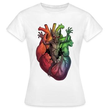 Herzmonster im Regenbogensturm - Frauen T-Shirt - Weiß - Vorne - AI Model Female 172 dark (172cm)