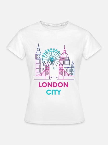 London Neon Skyline - Frauen T-Shirt - Weiß