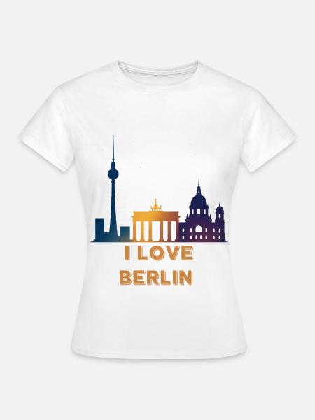 I Love Berlin Skyline Gradient - Frauen T-Shirt - Weiß