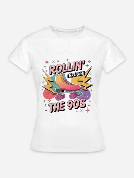90er Jahre Retro – Rollin’ Through the 90s - Frauen T-Shirt - Weiß