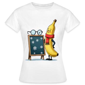 Winterbanane mit Schneeflocken-Tafel - Frauen T-Shirt - Weiß - Vorne - AI Model Female 172 dark (172cm)
