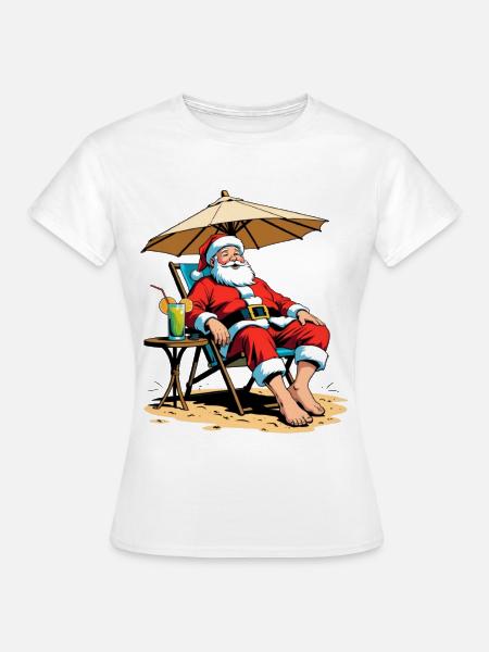 Strand Weihnachtsmann Urlaub - Frauen T-Shirt - Weiß