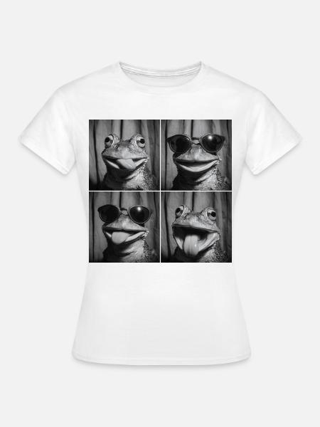 Lustig Frosch Fotobox Selfie - Frauen T-Shirt - Weiß