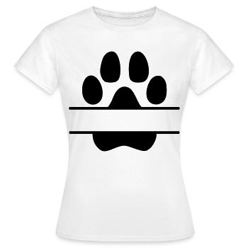 Hundepfoten Namensschild - Frauen T-Shirt - Weiß - Vorne - AI Model Female 172 dark (172cm)