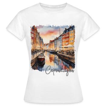 Aquarelle de Copenhague, Copenhague Danemark - T-shirt Femme - blanc - Devant - AI Model Female 172 dark (172cm)
