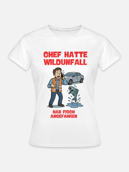 Wildunfall Alarm Cartoon Shirt - Frauen T-Shirt - Weiß