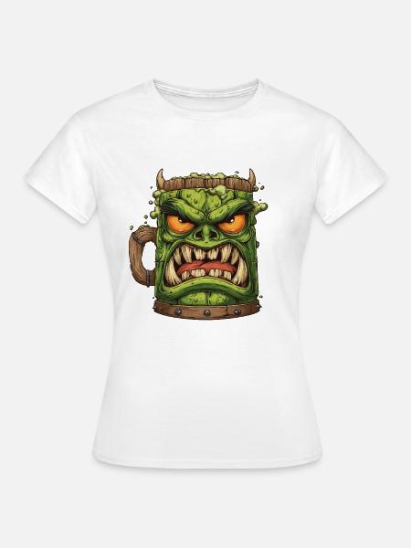 Grimmiger grüner Goblin Becher - Frauen T-Shirt - Weiß
