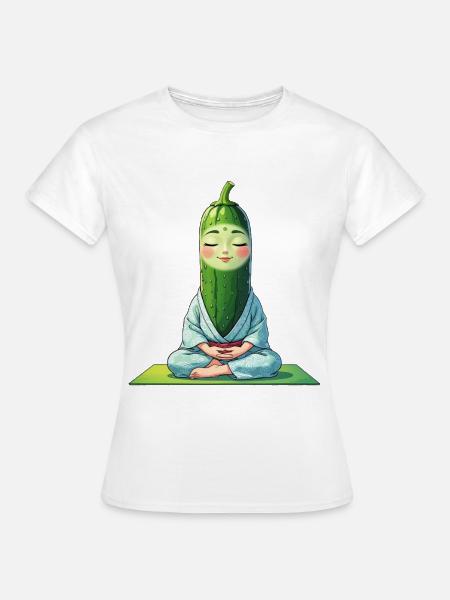 Gurkenkopf Meditationsfigur Kimono - Frauen T-Shirt - Weiß