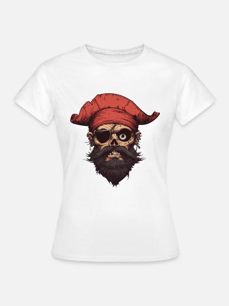 Piratenschädel mit rotem Halstuch - Frauen T-Shirt - Weiß