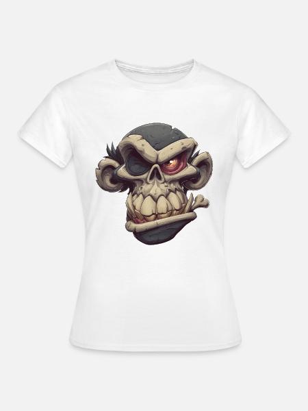 Monkey Skull Grin - Frauen T-Shirt - Weiß