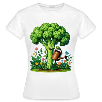Fröhlicher Brokkoli Gärtner - Frauen T-Shirt - Weiß - Vorne - AI Model Female 172 dark (172cm)