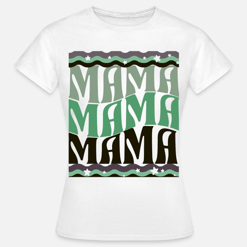 MAMA Waves Pattern Green Brown - Women's T-Shirt - white