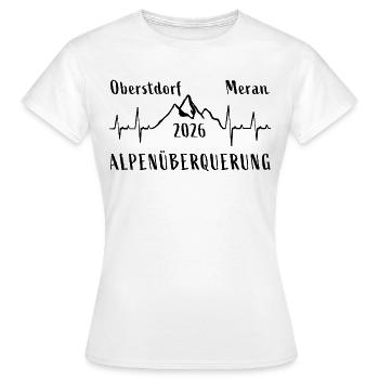 ALPENÜBERQUERUNG 2026 Oberstdorf Meran E5 - Frauen T-Shirt - Weiß - Vorne - AI Model Female 172 dark (172cm)