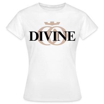 DIVINE OPPOLINE – Weibliche Energiekollektion - Frauen T-Shirt - Weiß - Vorne - AI Model Female 172 dark (172cm)