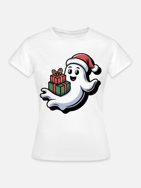 Weihnachtsgeist mit Geschenken - Frauen T-Shirt - Weiß