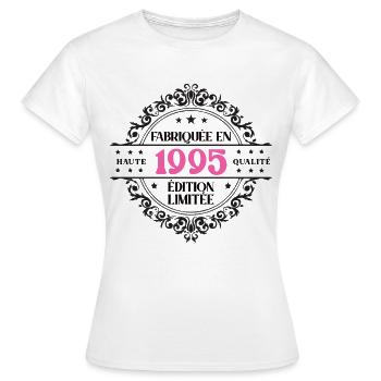 Hergestellt im Jahr 1995 Geburtstagsgeschenk Mädchen - Frauen T-Shirt - Weiß - Vorne - AI Model Female 172 dark (172cm)
