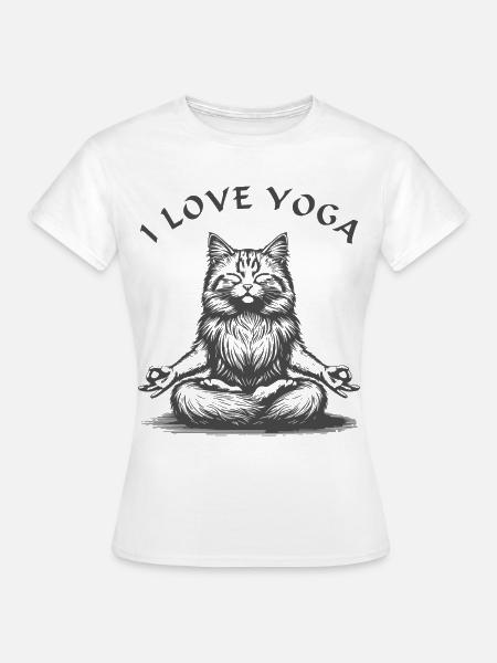 KatzenYoga Lotuspose - Frauen T-Shirt - Weiß