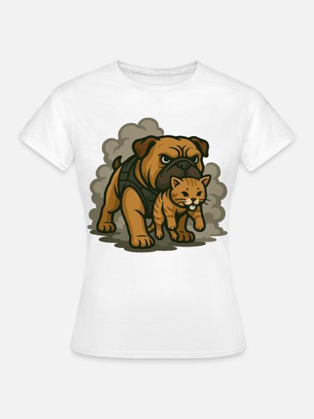 Wachhund- und Katzenduo - Frauen T-Shirt - Weiß