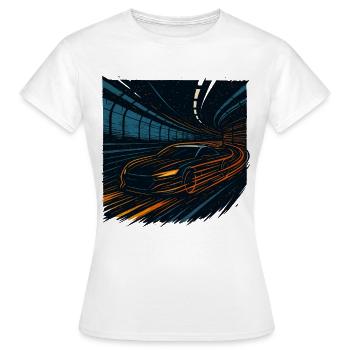 Nachtfahrt Sportwagen Im Tunnel Geschwindigkeit - Frauen T-Shirt - Weiß - Vorne - AI Model Female 172 dark (172cm)