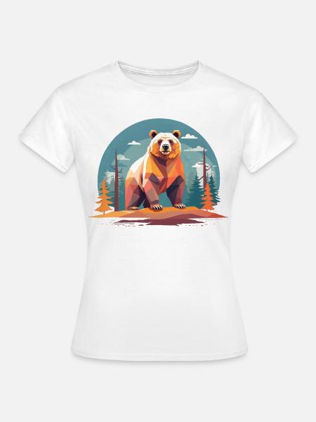 Polygonbär im Wald - Frauen T-Shirt - Weiß