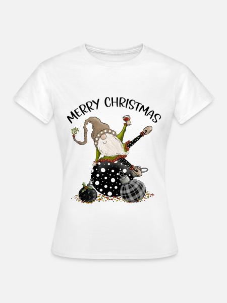Weihnachtsgnom mit Christbaumkugeln - Frauen T-Shirt - Weiß