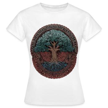 Yygdrasil-Ygdrasil-Vikings-Vikings-Wotan-Odin-Edda - T-shirt Femme - blanc - Devant - AI Model Female 172 dark (172cm)