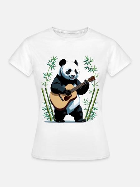 Panda-Gitarrist im Bambuswald - Frauen T-Shirt - Weiß
