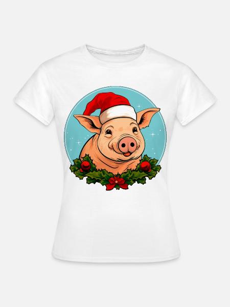 Schweine Weihnachten - Frauen T-Shirt - Weiß