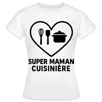 Super maman cuisinière – Cœur cuisine - T-shirt Femme - blanc - Devant - AI Model Female 172 dark (172cm)