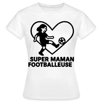 Super maman footballeuse – Cœur football - T-shirt Femme - blanc - Devant - AI Model Female 172 dark (172cm)