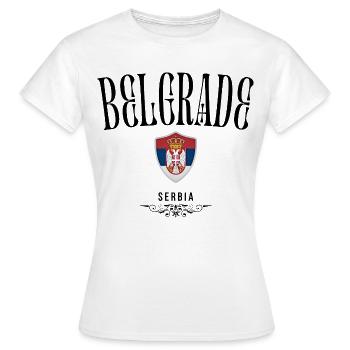 Belgrade souvenir, j’adore Belgrade - T-shirt Femme - blanc - Devant - AI Model Female 172 dark (172cm)