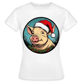 Ferkel Weihnachten - Frauen T-Shirt - Weiß - Vorne - AI Model Female 172 dark (172cm)