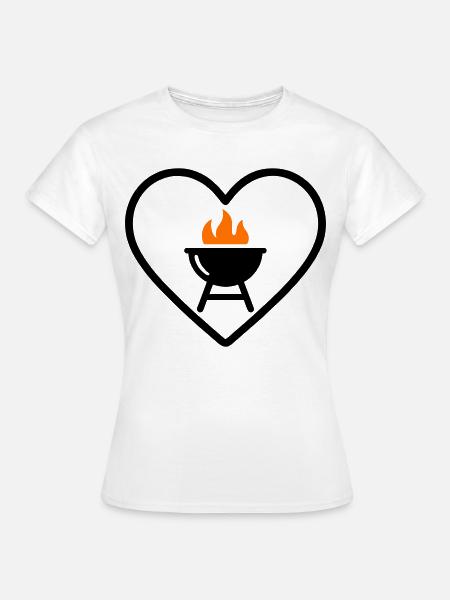Herz-Barbecue – Design für Grillliebhaber - Frauen T-Shirt - Weiß