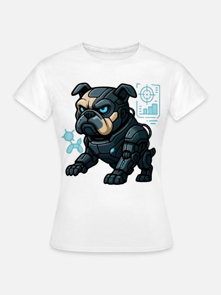 Futuristischer Cyber-Bulldogge in Kampfrüstung - Frauen T-Shirt - Weiß