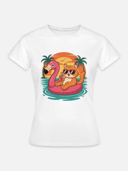 Lustiger tropischer Sommer-Flamingo-Float - Frauen T-Shirt - Weiß