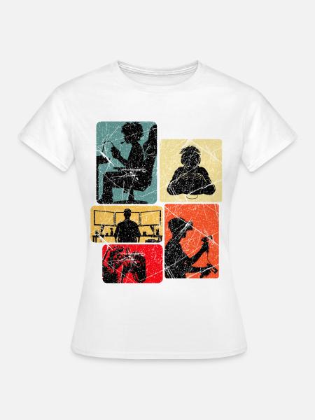 Farbblock Gamer Silhouetten - Frauen T-Shirt - Weiß