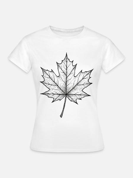 Metallisch Glänzendes Ahornblatt - Frauen T-Shirt - Weiß