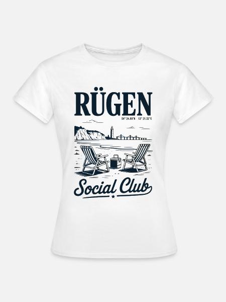 Rügen Ostsee Leuchtturm Social Club Beach - Frauen T-Shirt - Weiß