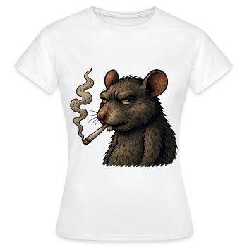 Smoking Rat - Women's T-Shirt - white - Front - AI Model Female 172 dark (172cm)